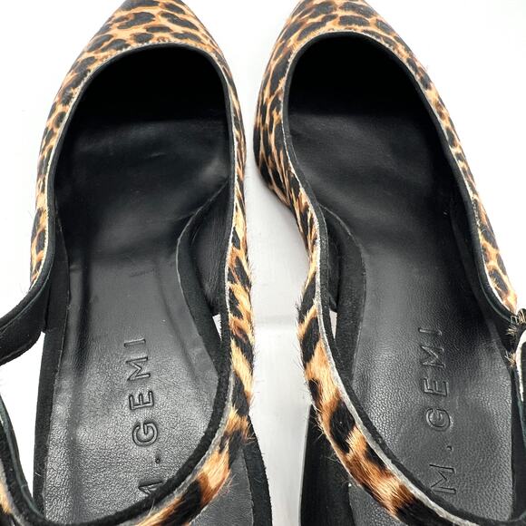 M GEMI Slingback Pump Womens 10.5 Leopard Print Calfhair Pointy Block Heel Suede - Picture 10 of 10
